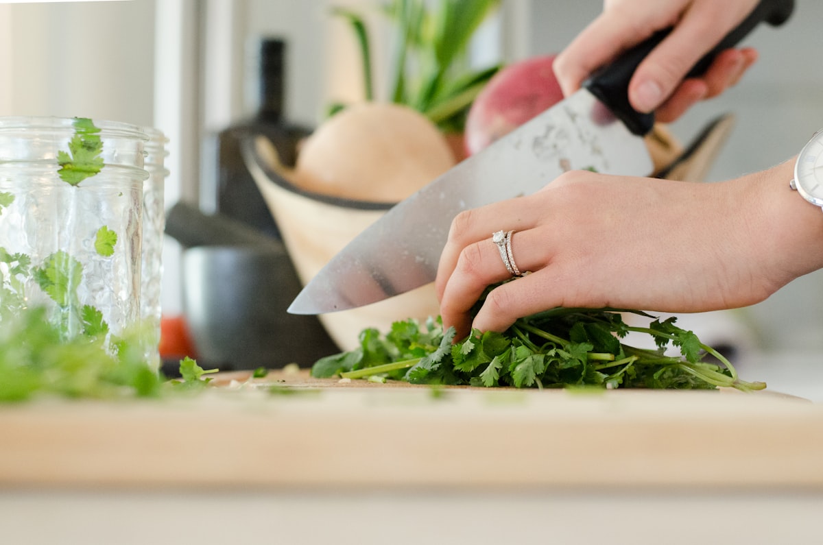 Healthy cooking preparation with fresh vegetables